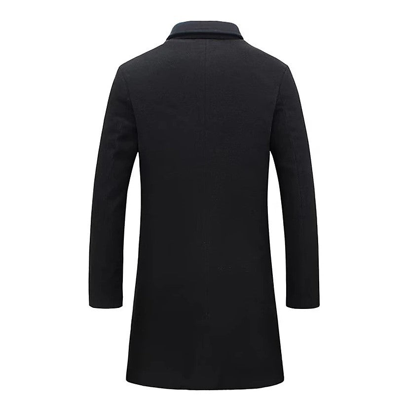 Loom & Soul™ Men’s Winter Wool Trench Coat – Classic Lapel Single-Breasted Long Jacket