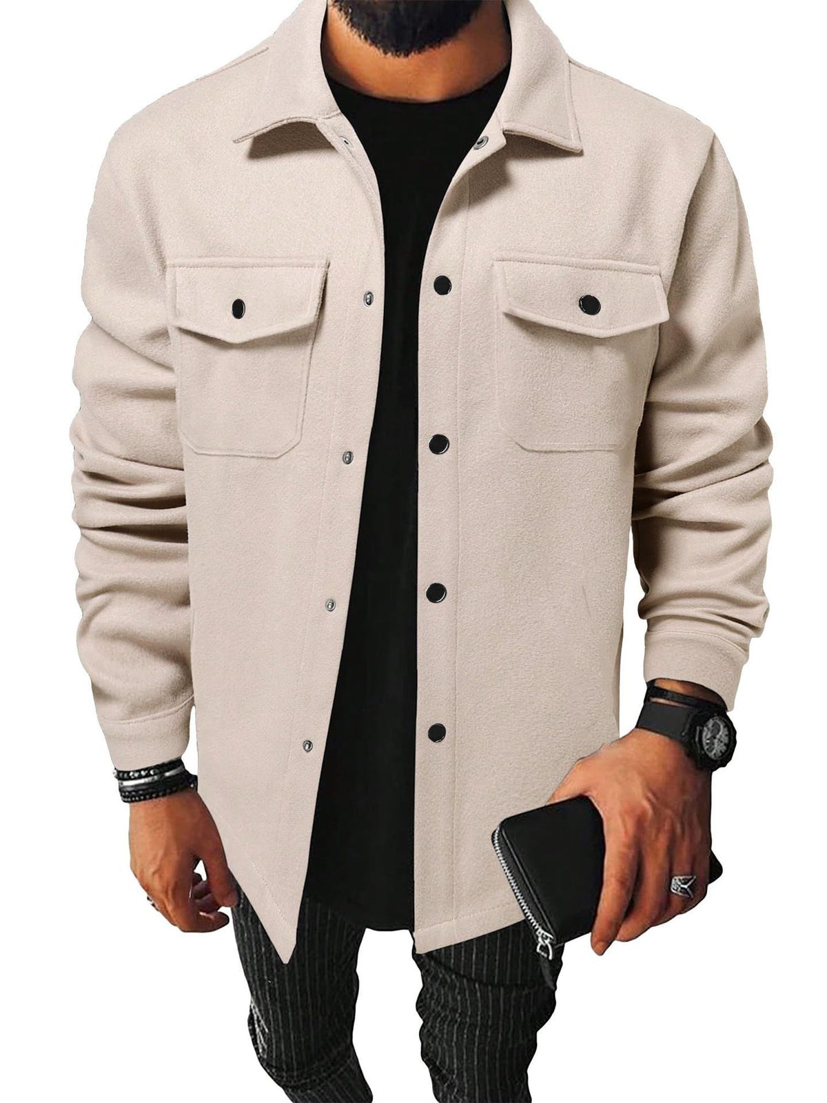 Loom & Soul Men’s Thick Casual Cardigan Shirt – British Style Long Sleeve