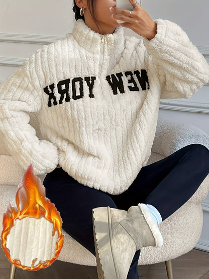 Manteau-pull élégant à fermeture éclair – Vêtement d'extérieur automne/hiver à col montant pour femme