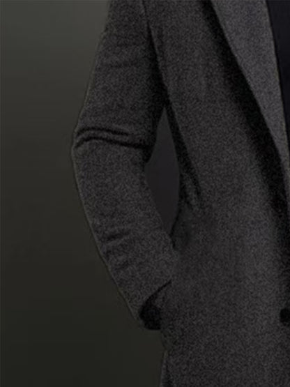 Men’s Classic Lapel Coat – Single Breasted Winter Jacket