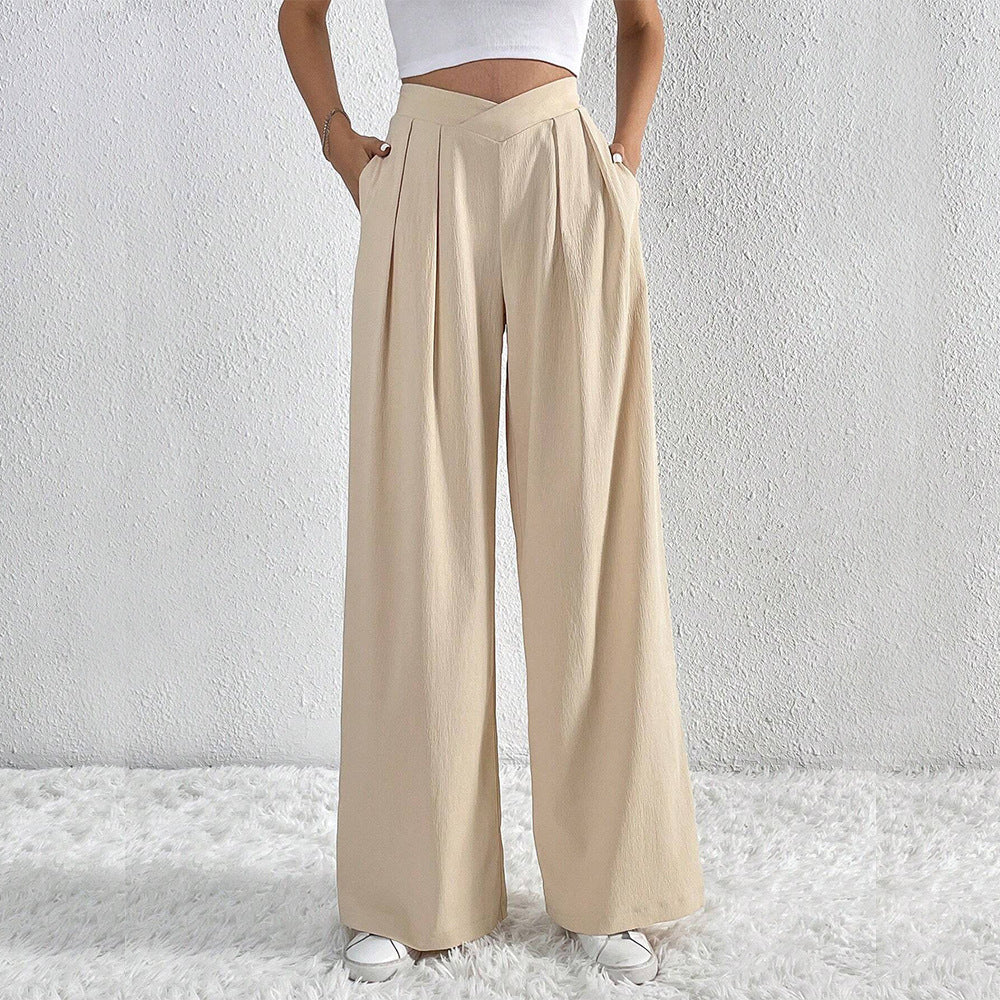 Loom & Soul™ Pleated Wide-Leg Pants – Women’s Solid Color Loose Trousers for Effortless Summer Style