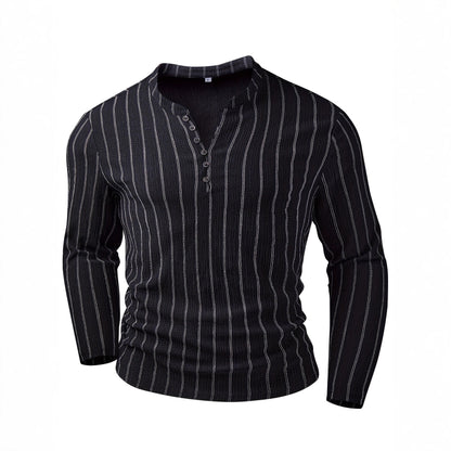 Men’s Striped Crew Neck Long Sleeve – Slim Fit Casual Pullover