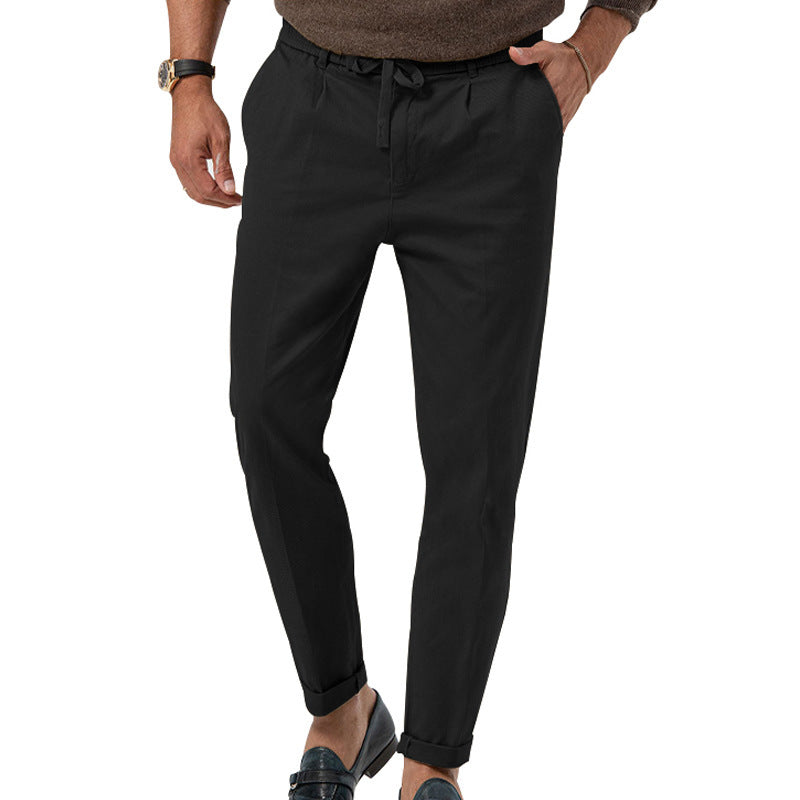 Pantalon de costume décontracté à cordon Loom & Soul™ pour homme – Coupe droite avec taille élastique et confort ajusté