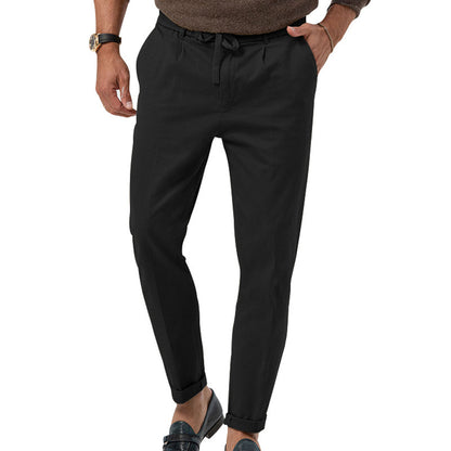 Pantalon de costume décontracté à cordon Loom & Soul™ pour homme – Coupe droite avec taille élastique et confort ajusté
