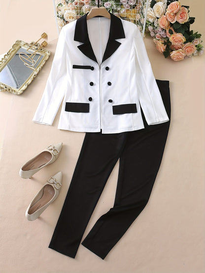 Women's Elegant Patchwork Fashion Suit – Spring/Fall Two-Piece Set