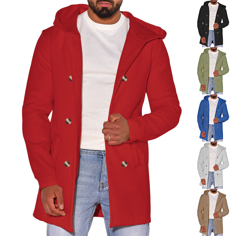 Trench-coat en laine slim pour homme avec capuche – Un style polyvalent pour toutes les saisons