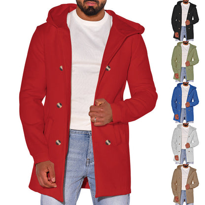 Trench-coat en laine slim pour homme avec capuche – Un style polyvalent pour toutes les saisons