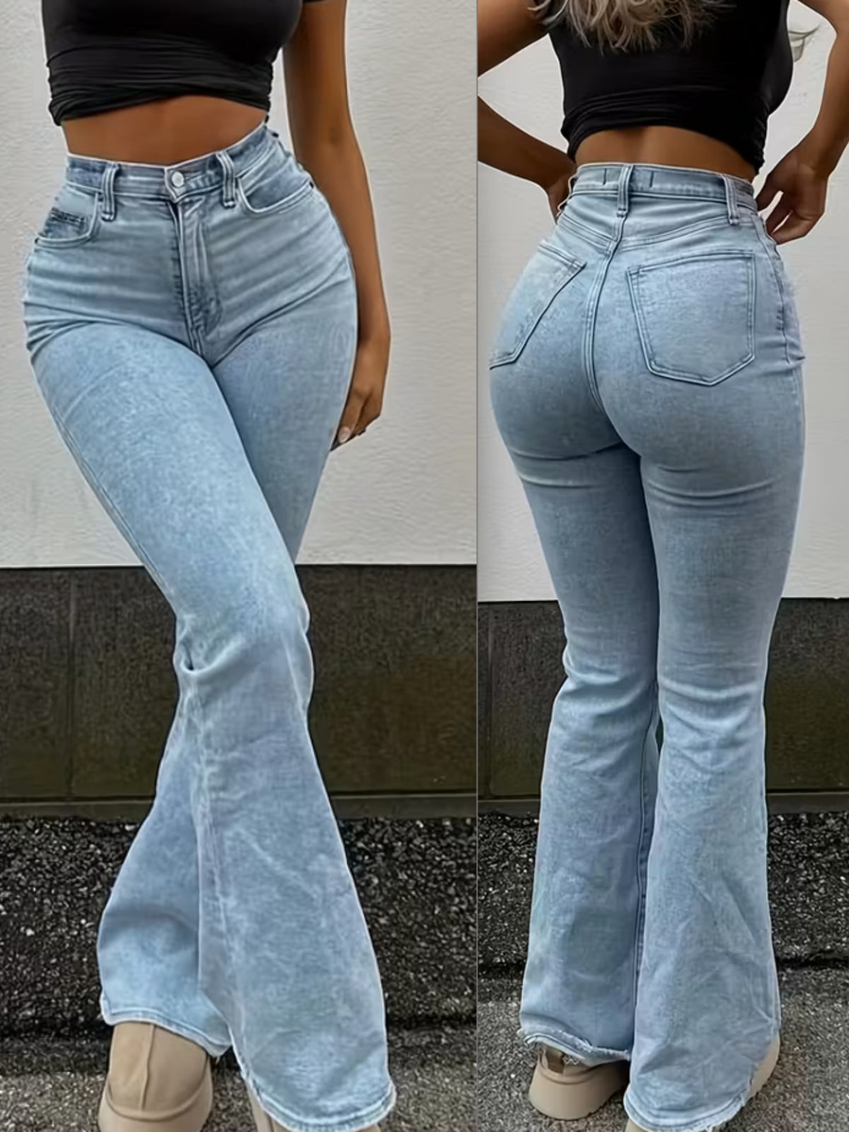 Women’s Y2K Micro Flared Jeans – High Waist Vintage Stretch Denim