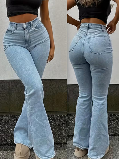 Women’s Y2K Micro Flared Jeans – High Waist Vintage Stretch Denim