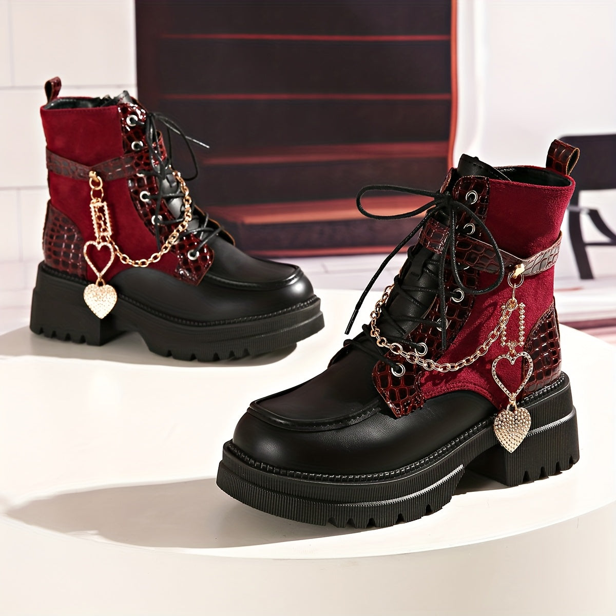 Bottes plateforme épaisses pour femmes – Bottines gothiques à talons hauts
