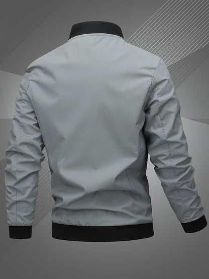 Men’s Letter Embroidered Bomber Jacket – Sporty Casual Streetwear