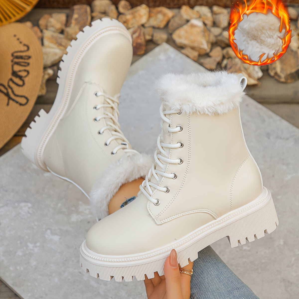 Botines de Forro Polar para Mujer – Calzado de Invierno Elegante con Cremallera y Plataforma