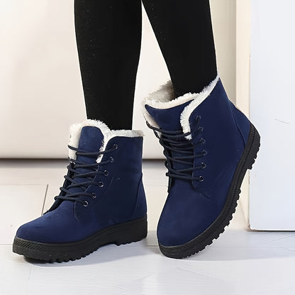 Bottes chaudes montantes pour femme – Chaussures d'hiver légères à lacets et plateforme