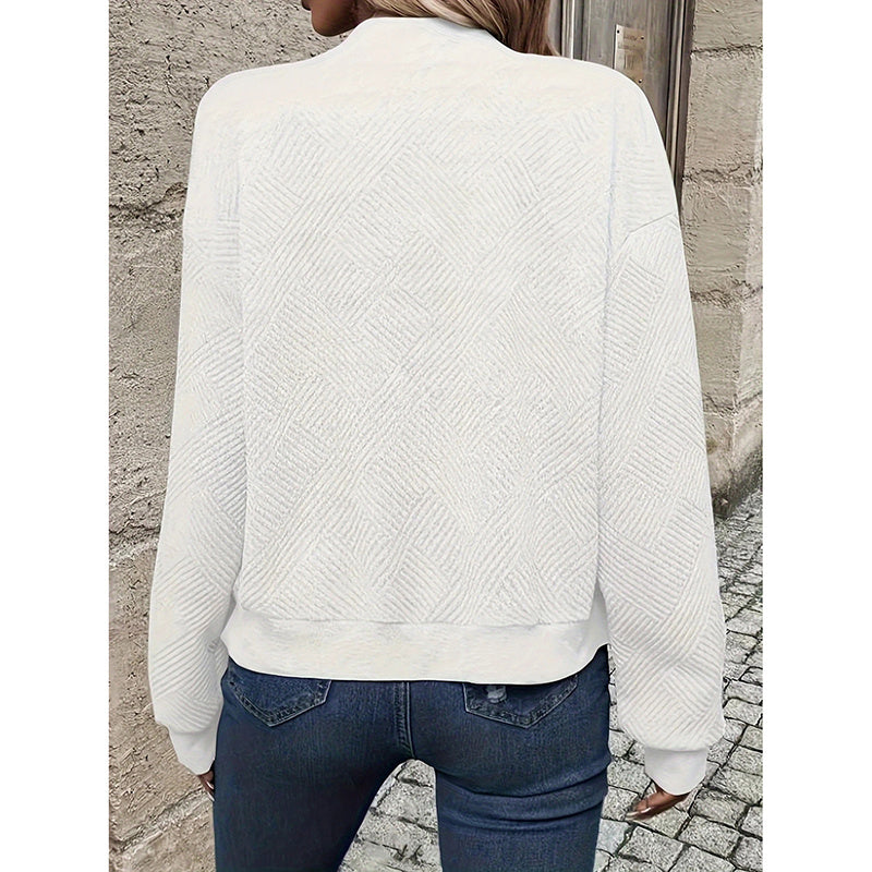 Blouson bombardier texturé Loom & Soul pour femme – Manteau mode d'automne zippé à col montant | Vêtement d'extérieur décontracté léger et chic