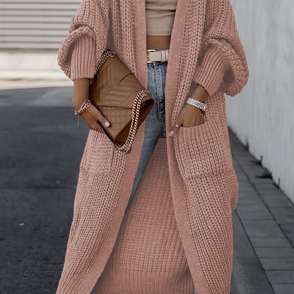 Elegant Deep V-Neck Ribbed Cardigan – Women’s Fall/Winter Knit Sweater