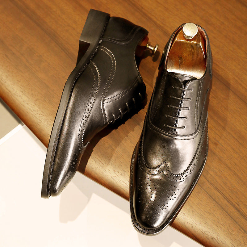 Chaussures Richelieu en cuir véritable pour hommes Loom & Soul™ – Chaussures habillées à semelle en caoutchouc antidérapante pour les affaires et les tenues formelles
