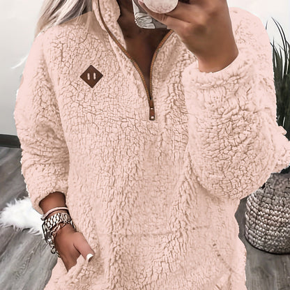 Sweat à capuche zippé douillet doublé polaire – Doux et décontracté pour femme