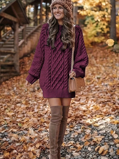 Pull Vika femme – Col rond ample en maille mi-longue