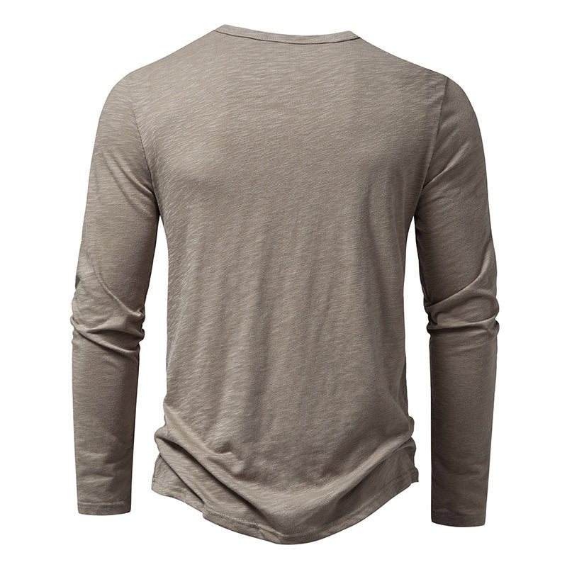 Haut à manches longues boutonné Loom & Soul™ pour homme – T-shirt uni décontracté pour le printemps et l'automne