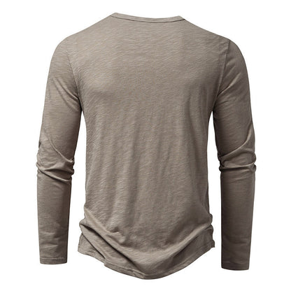Haut à manches longues boutonné Loom & Soul™ pour homme – T-shirt uni décontracté pour le printemps et l'automne