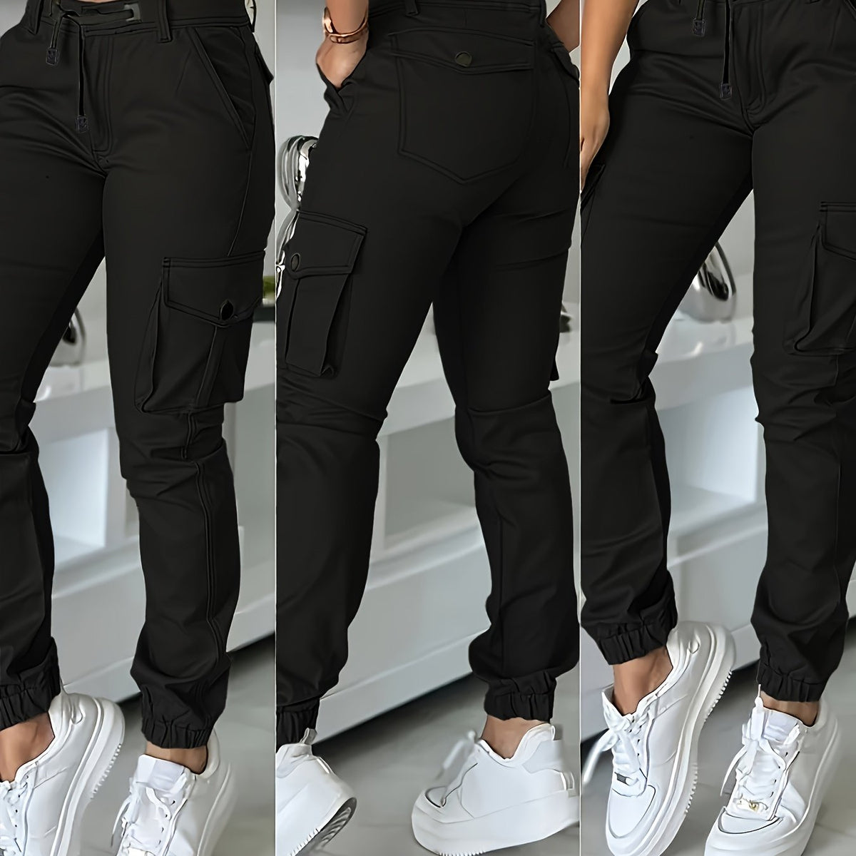 Pantalon Cargo Taille Haute Femme – Pantalon de Travail Élégant Toutes Saisons