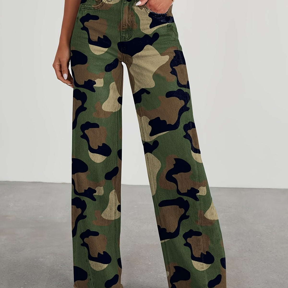 Jean taille haute ample pour femme – Denim décontracté extensible