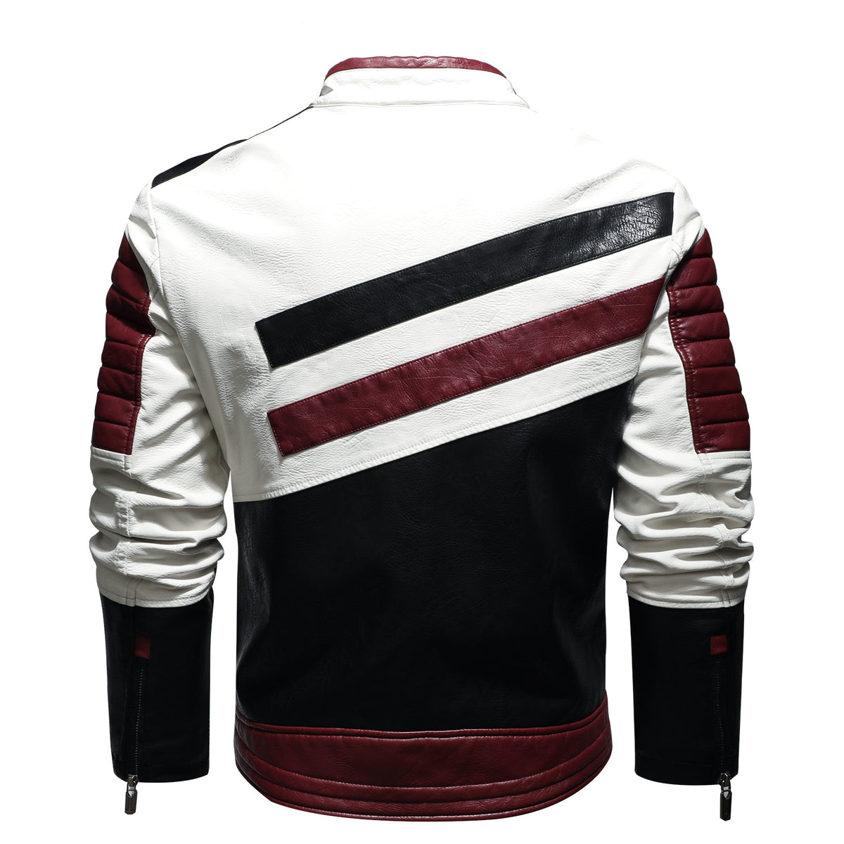 Blouson de moto en cuir pour homme – Coupe ajustée à col montant style aviateur