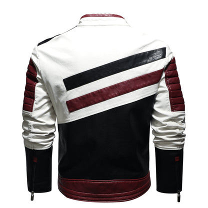 Blouson de moto en cuir pour homme – Coupe ajustée à col montant style aviateur