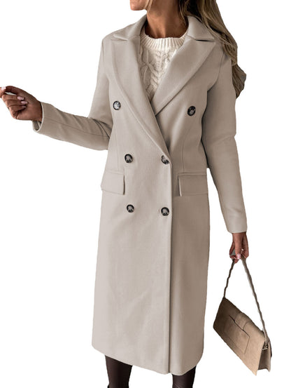 Manteau long à revers croisé Loom & Soul™ – Veste d'hiver longue et ajustée pour femme pour un style urbain chic et sans effort