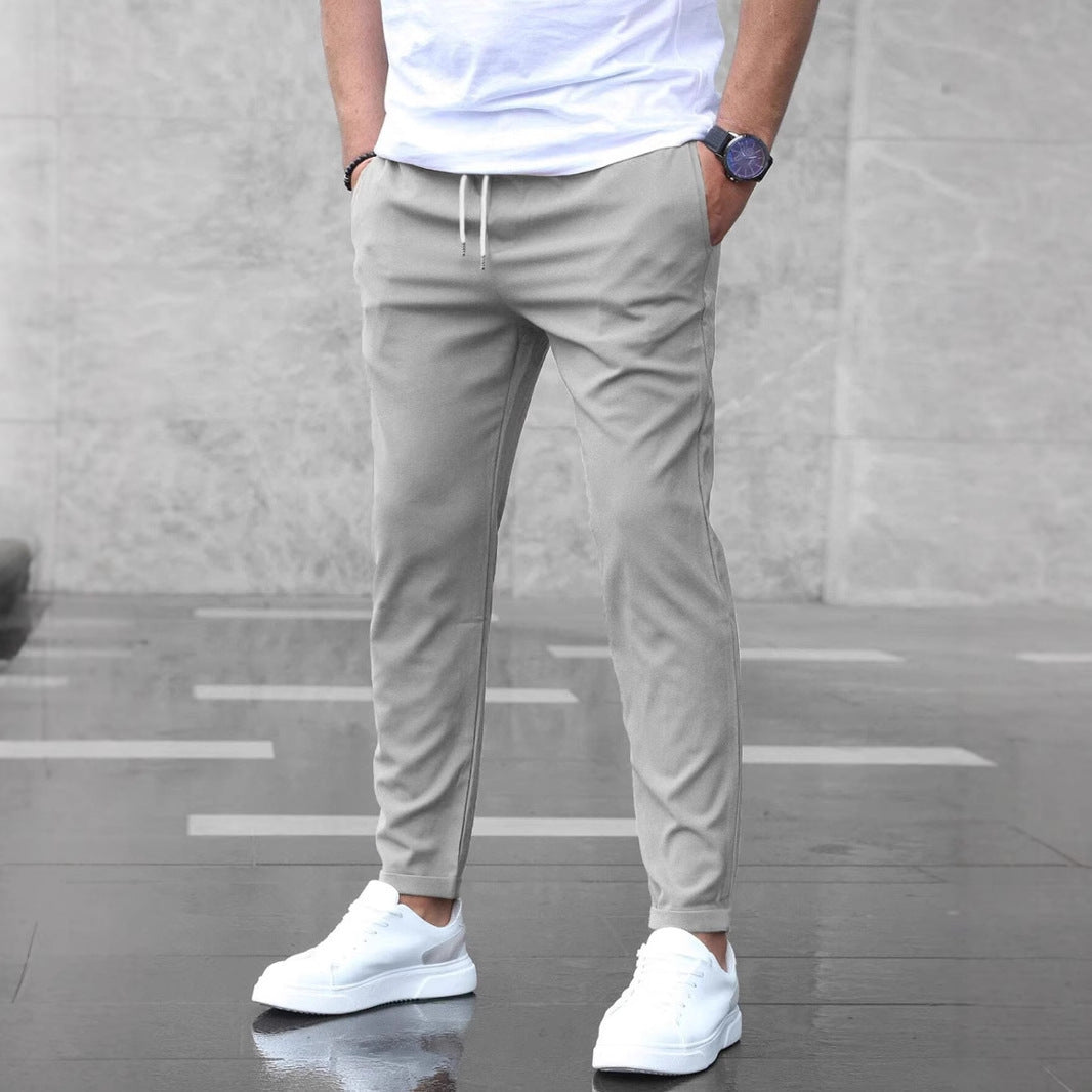 Loom & Soul™ Men’s Slim Fit Drawstring Pants – Casual Mid-Waist Trousers with Pockets