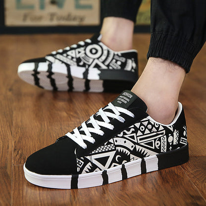 Loom & Soul™ Men’s Trendy Canvas Sneakers – Suede Stitching Lace-Up Casual Shoes with Rubber Sole