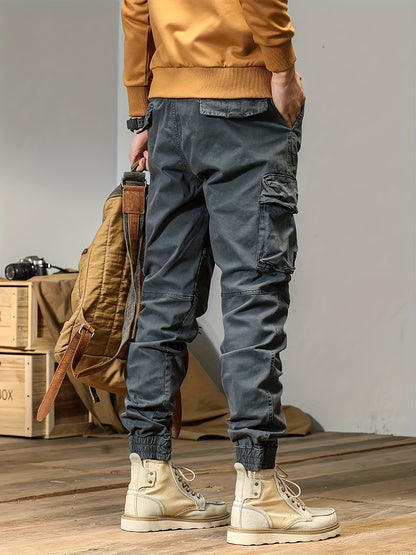 Men’s Multi-Pocket Work Pants – Outdoor Casual Cargo Trousers with Stretch