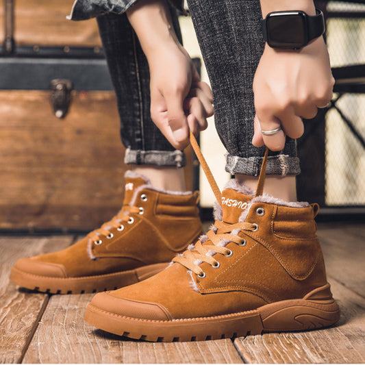 Loom & Soul Men’s Warm Ankle Boots – Winter Plush Suede Comfort Shoes
