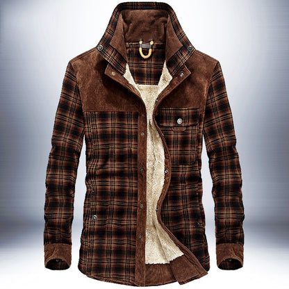 Veste à carreaux d'hiver Loom & Soul™ pour homme – Manteau militaire épais en coton doublé de polaire pour la chaleur et un style classique