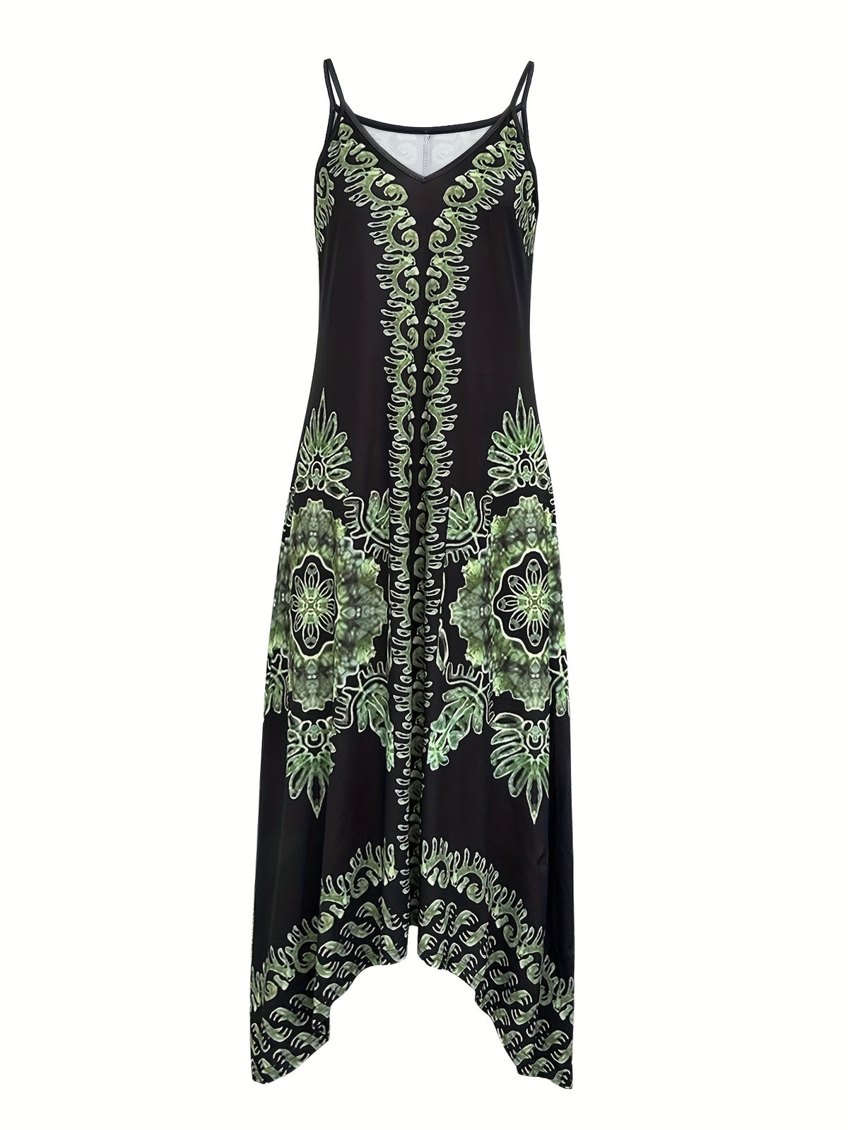 Robe longue bohème à fleurs – Robe d'été décolletée à fines bretelles