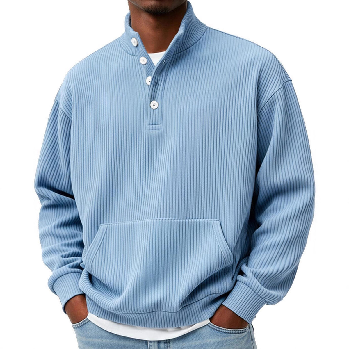 Men’s Solid Color Turtleneck Sweatshirt – Long Sleeve Casual Polo