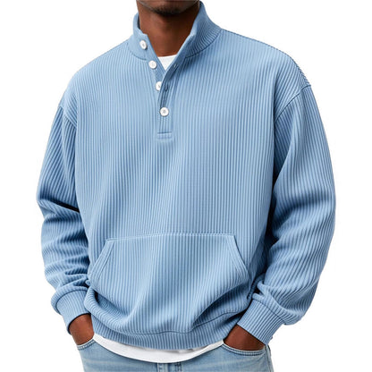 Men’s Solid Color Turtleneck Sweatshirt – Long Sleeve Casual Polo