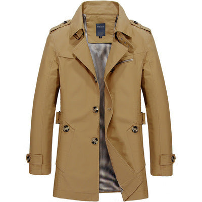Trench-coat à capuche mi-long pour homme – Manteau décontracté à col montant