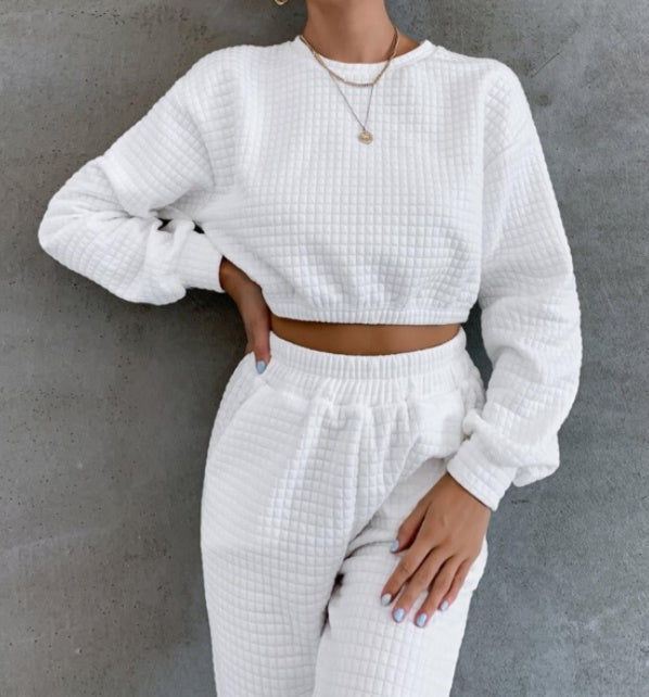Ensemble deux pièces extensible pour femme – Haut et pantalon doux et ajusté