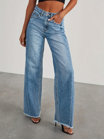 Jean taille haute ample pour femme – Denim décontracté extensible