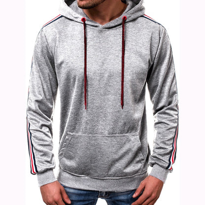 Men’s Fashion Line Splicing Hoodie – Casual Streetwear Jumper