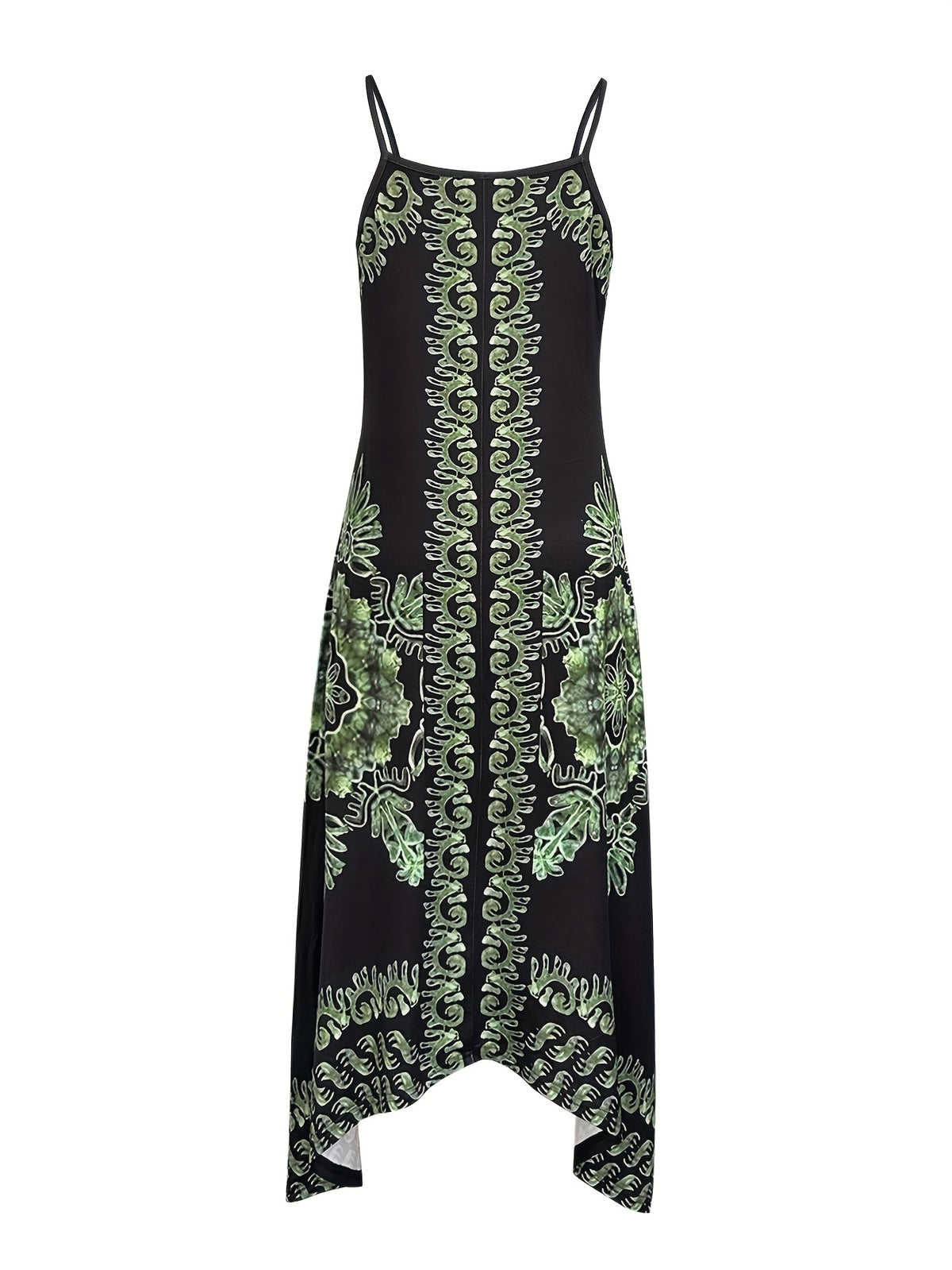 Robe longue bohème à fleurs – Robe d'été décolletée à fines bretelles