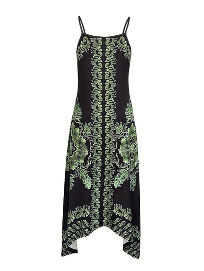 Robe longue bohème à fleurs – Robe d'été décolletée à fines bretelles