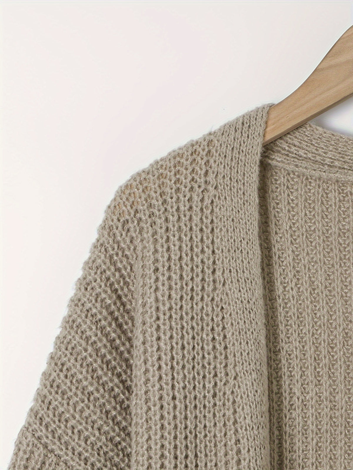 Elegant Deep V-Neck Ribbed Cardigan – Women’s Fall/Winter Knit Sweater