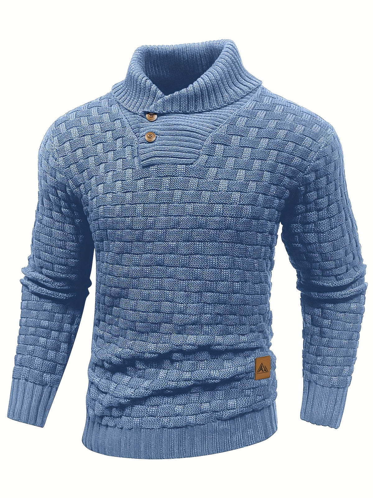 Pull en tricot gaufré pour homme – Grande élasticité avec col à revers