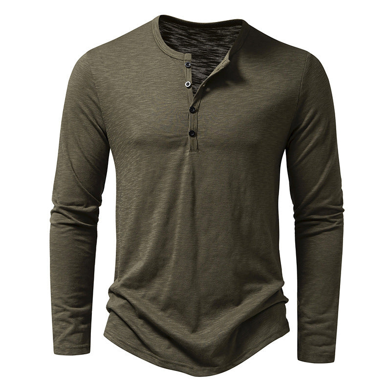 Haut à manches longues boutonné Loom & Soul™ pour homme – T-shirt uni décontracté pour le printemps et l'automne