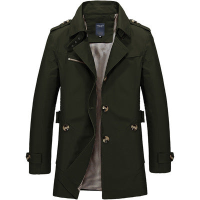 Trench-coat à capuche mi-long pour homme – Manteau décontracté à col montant