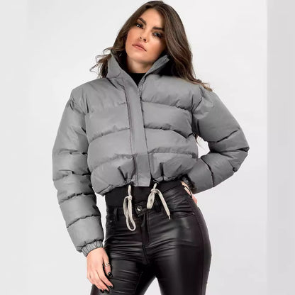 Loom & Soul™ Women’s Down Jacket – Bohemian Short Puffer Coat with Silk-Cotton Fill and Retro Flair