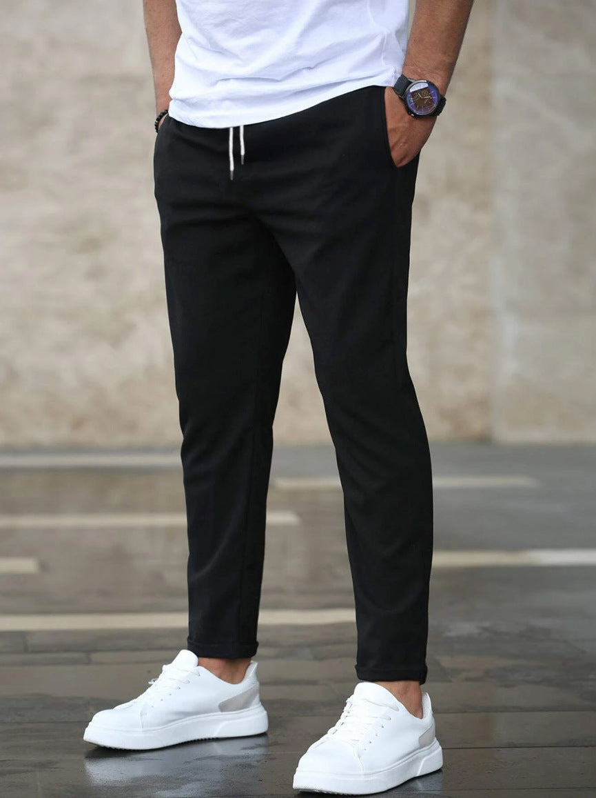 Loom & Soul™ Men’s Slim Fit Drawstring Pants – Casual Mid-Waist Trousers with Pockets