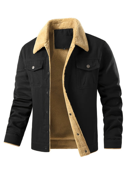 Men’s Fleece-Lined Workwear Jacket – Sherpa Collar Coat
